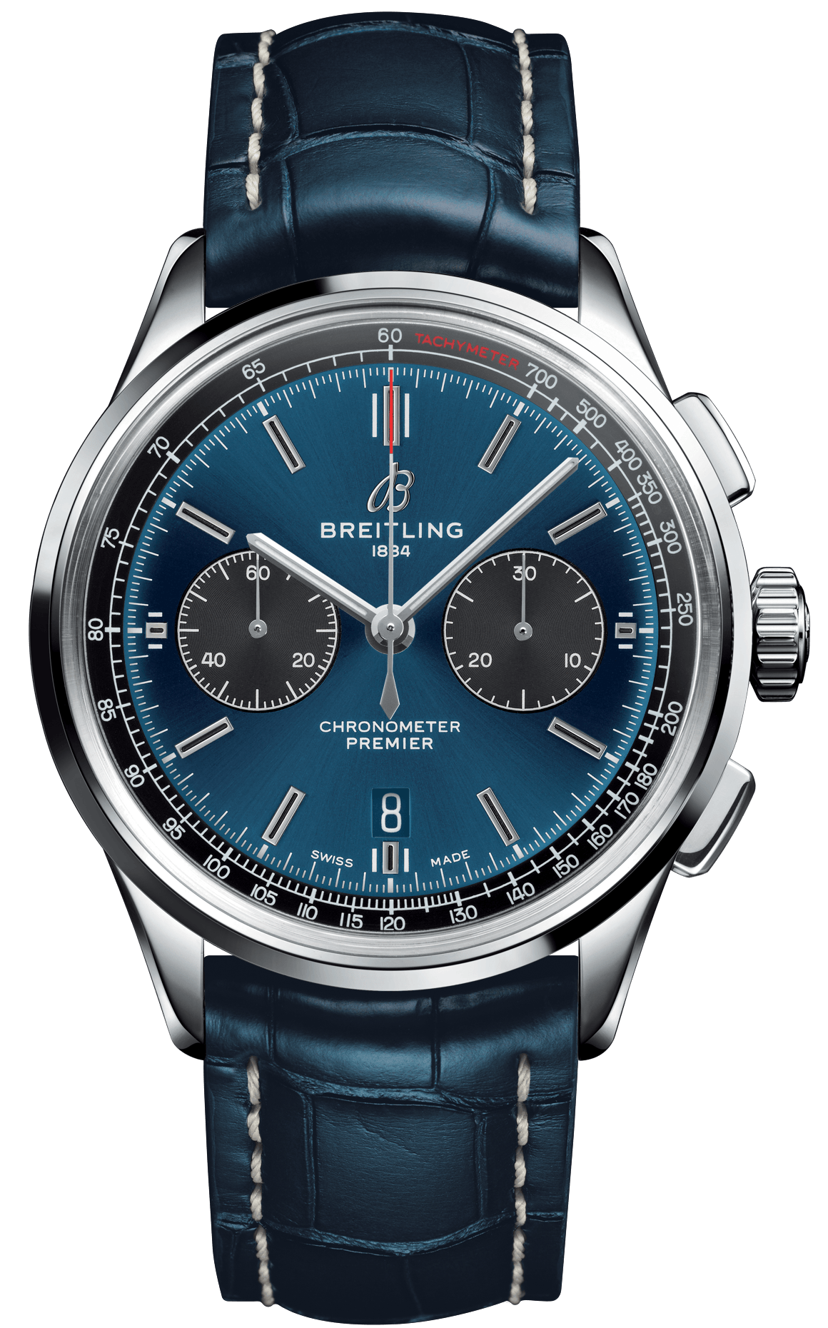 Breitling Watch Premier B01 Chronograph 42 Blue Croco Tang