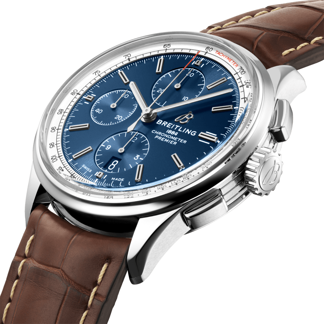 Breitling Watch Premier Chronograph 42 Brown Croco Folding