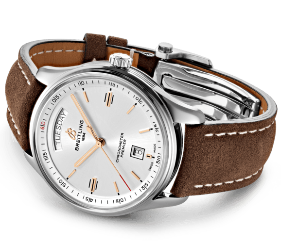 Breitling Watch Premier Automatic Day and Date 40 Brown Nubuck Tang