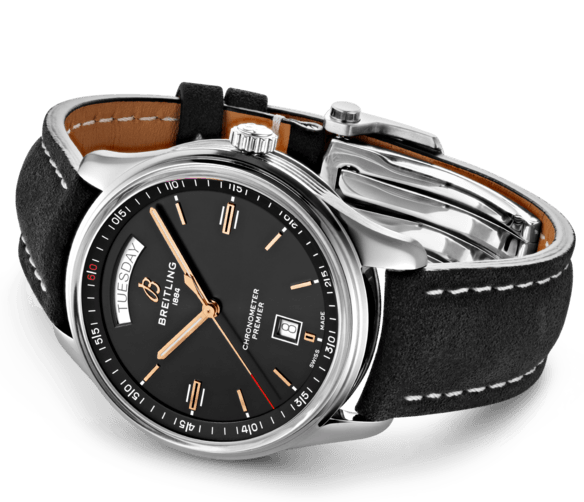 Breitling Watch Premier Automatic Day and Date 40 Black Nubuck Tang