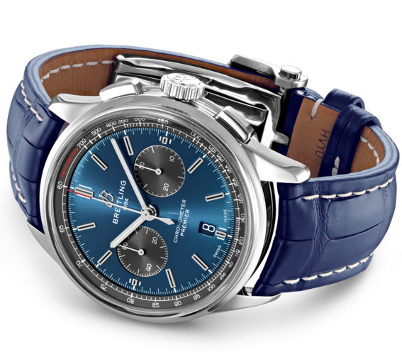 Breitling Watch Premier B01 Chronograph 42 Blue Croco Folding