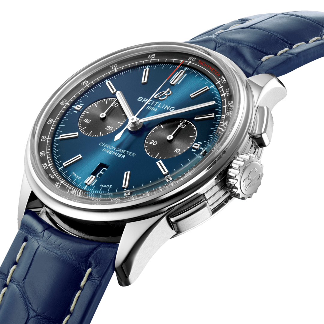 Breitling Watch Premier B01 Chronograph 42 Blue Croco Folding