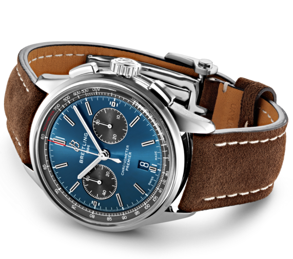 Breitling Watch Premier B01 Chronograph 42 Brown Nubuck Tang