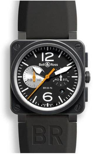 Bell & Ross BR 03 94 Orange Black and White Carbon Dial