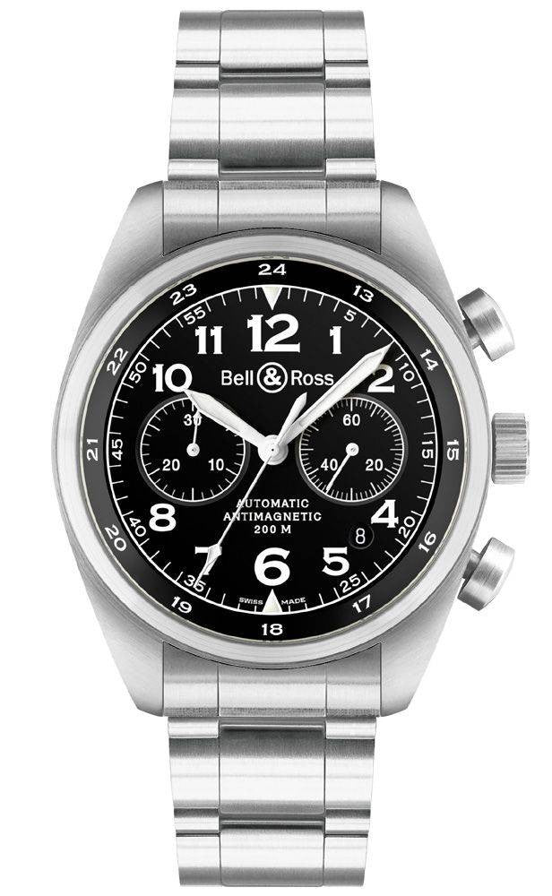 Bell & Ross Vintage 126 XL Steel Bracelet Black Dial D