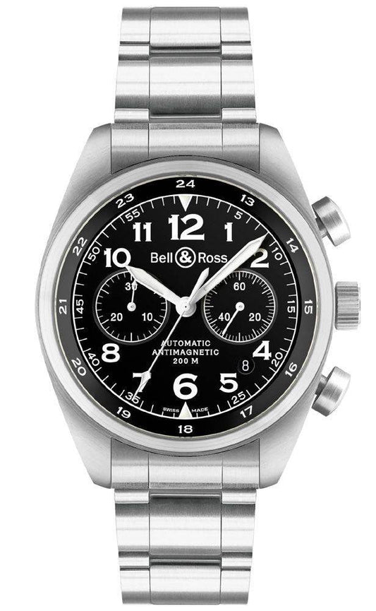 Bell & Ross Vintage 126 XL Steel Bracelet Black Dial D