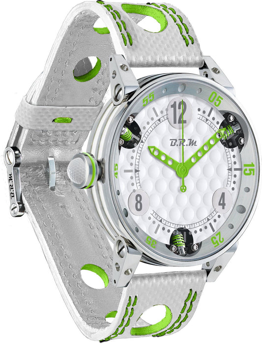 B.R.M. Watch Golf Master Mens Lime Green Red Hands