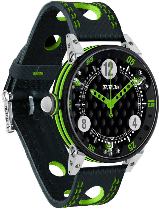 B.R.M. Watch Golf Master Mens Lime Green Red Hands