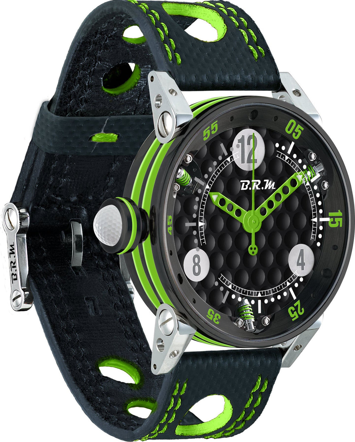 B.R.M. Watch Golf Master Ladies Lime Green Hands