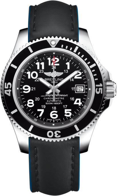 Breitling Watch Superocean II 42 Leather Black Blue
