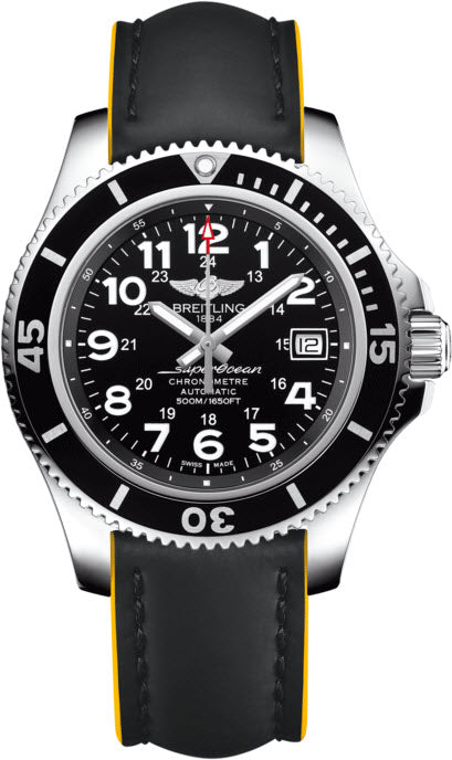 Breitling Watch Superocean II 42 Leather Black Yellow