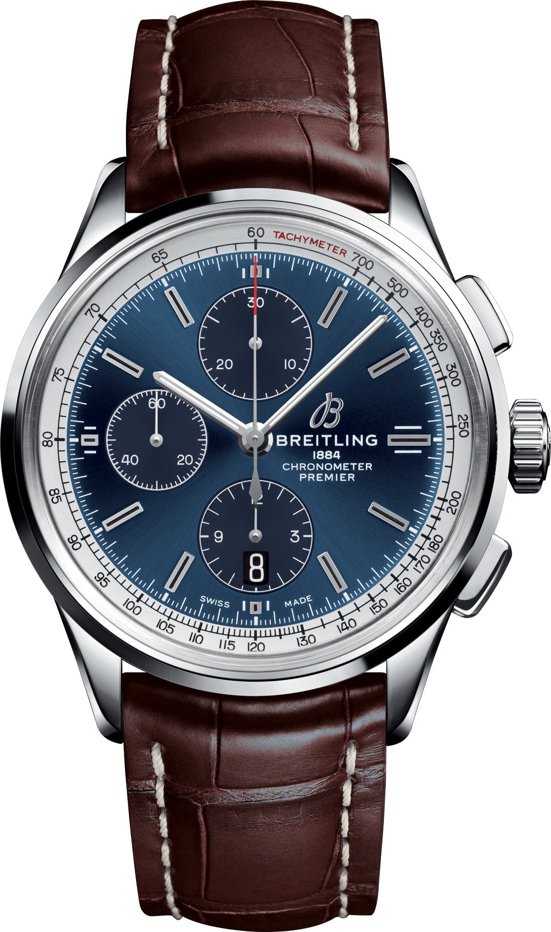Breitling Watch Premier Chronograph 42 Brown Croco Folding