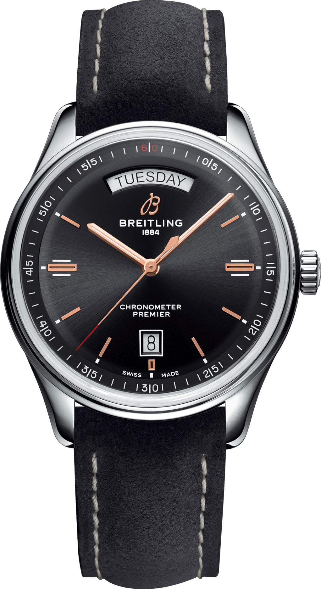 Breitling Watch Premier Automatic Day and Date 40 Anthracite Nubuck Tang