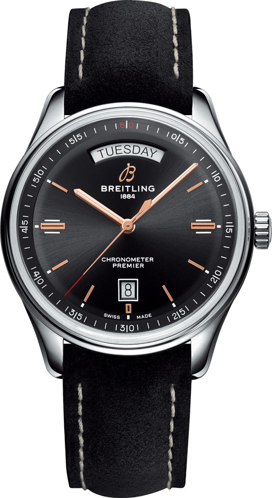 Breitling Watch Premier Automatic Day and Date 40 Black Nubuck Tang