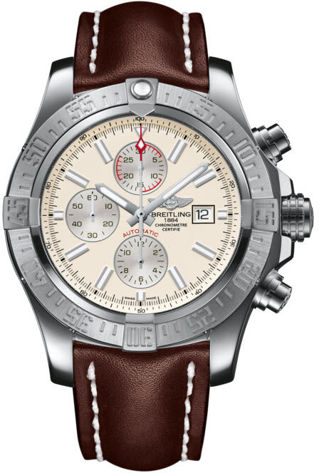 Breitling Watch Super Avenger II Steel Stratus Silver
