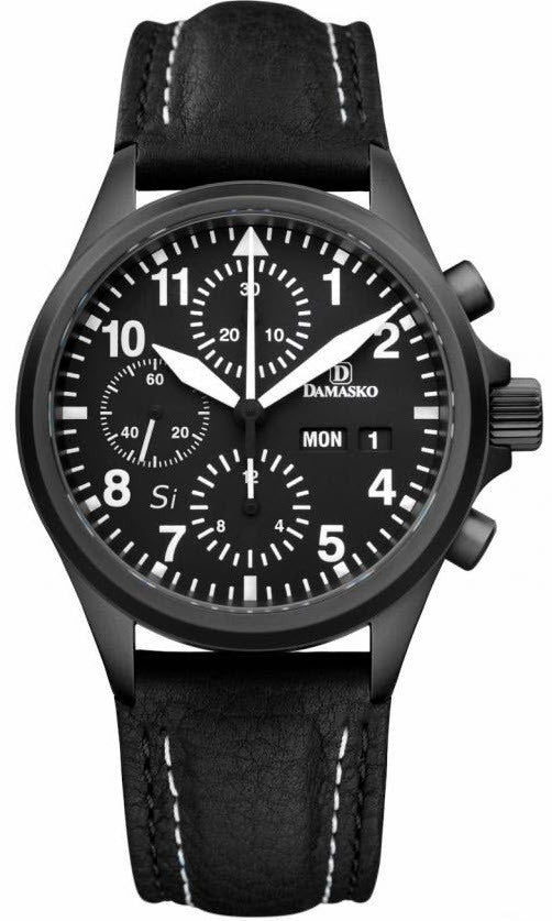 Damasko Watch DC 56 Si Black PVD Leather Pin