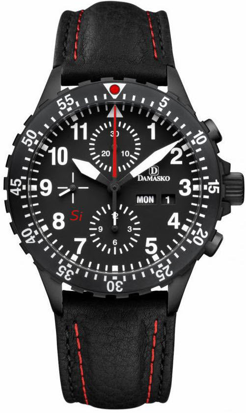 Damasko Watch DC 66 Si Black PVD Leather Pin
