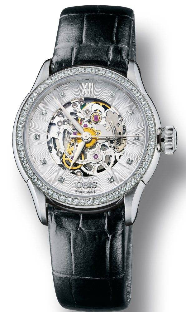 Oris Watch Artelier Lady Skeleton Diamond Leather D