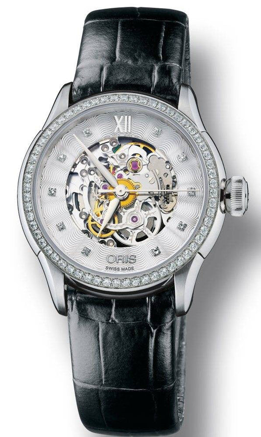 Oris Watch Artelier Lady Skeleton Diamond Leather D